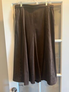 TanJay Brown A-Line Suede-Look Skirt 16